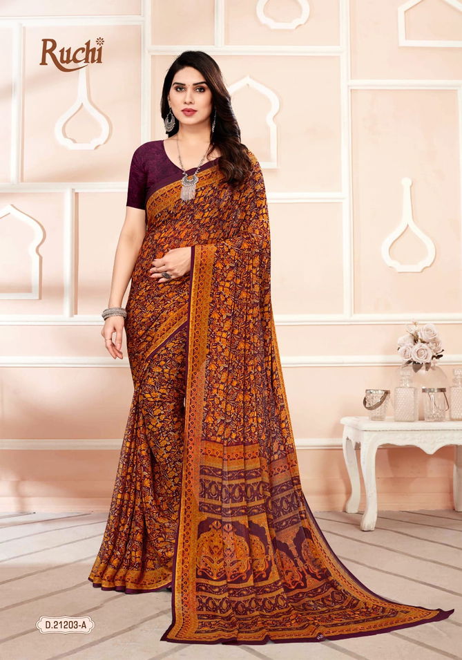 Star Chiffon 93rd Edition.Ruchi Regular Wear Wholesale Printed Sarees